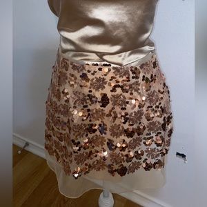 Rose gold mini skirt